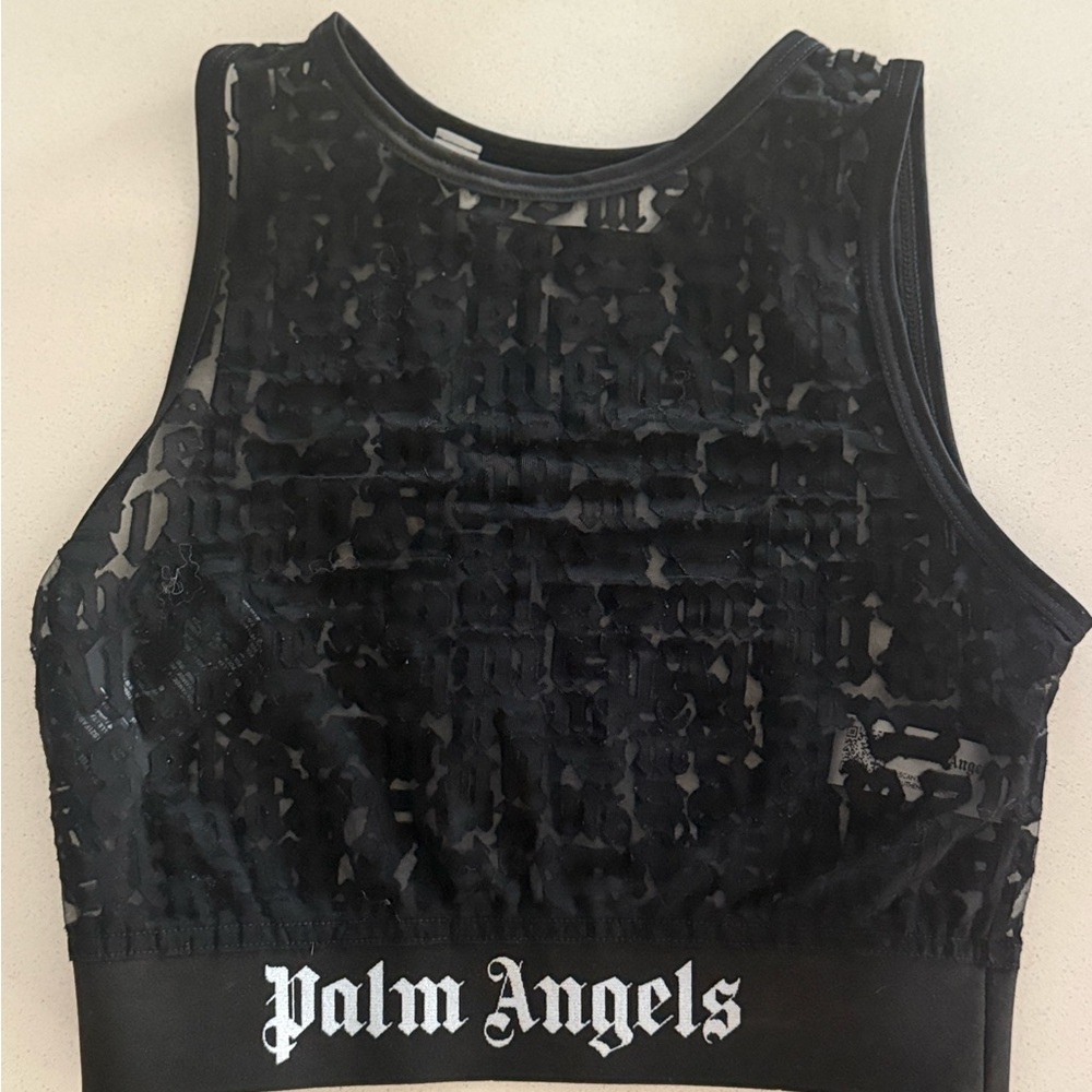 Palm Angels Black Mesh Tank Top